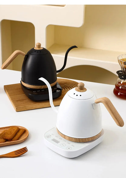 800ml Gooseneck Electric Kettle Hand Brew Coffee Pot Teapot 304 Stainless Steel Water Jug Slender Mouth Hand Brewing Pot 1000W