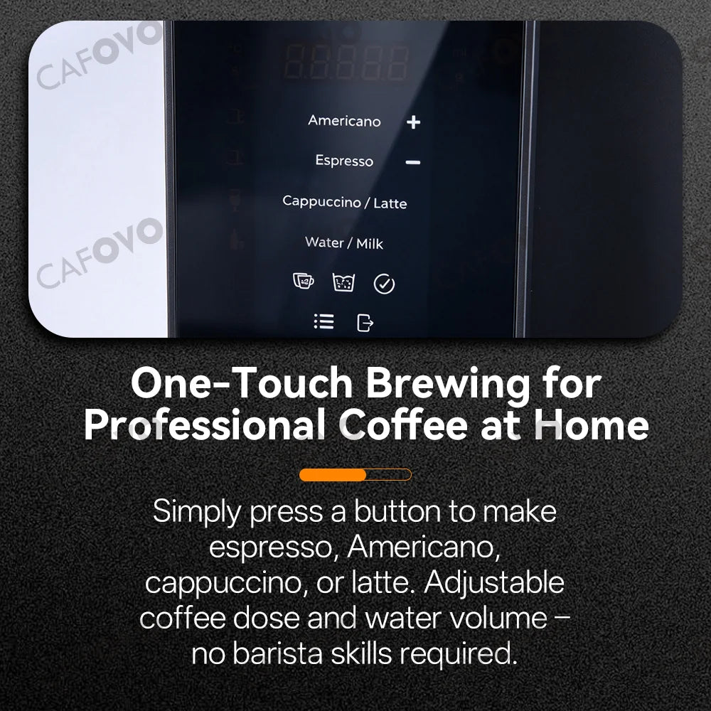 CAFOVO AE05 Fully Automatic Espresso Machine 19Bar Pump One-Touch Americano Cappuccino Latte Coffee Machine for Home 220V