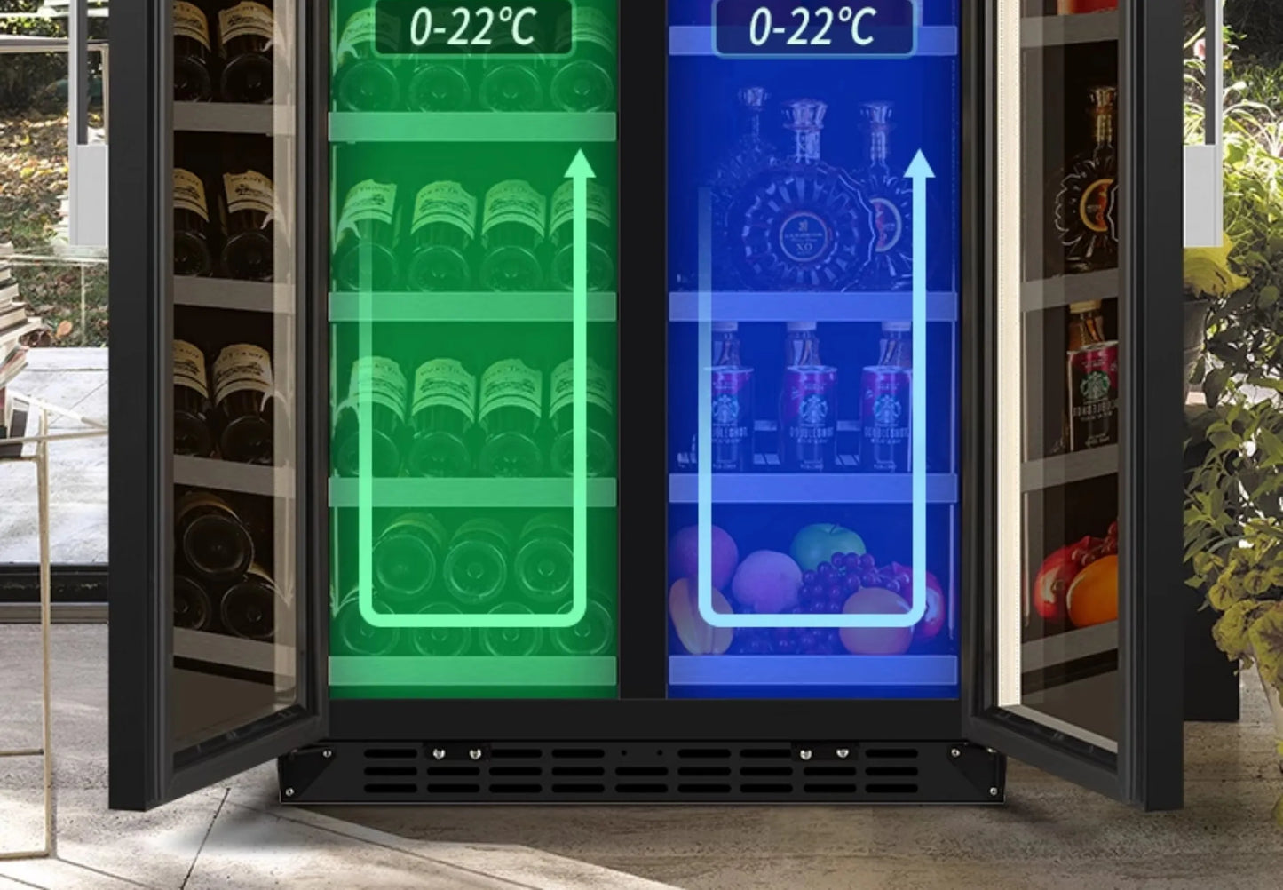 Ultra-Thin Double-Door Wine Cabinet with Constant Temperature Embedded Ice Bar Refrigerator for Home Party Wine Coolers Chillers