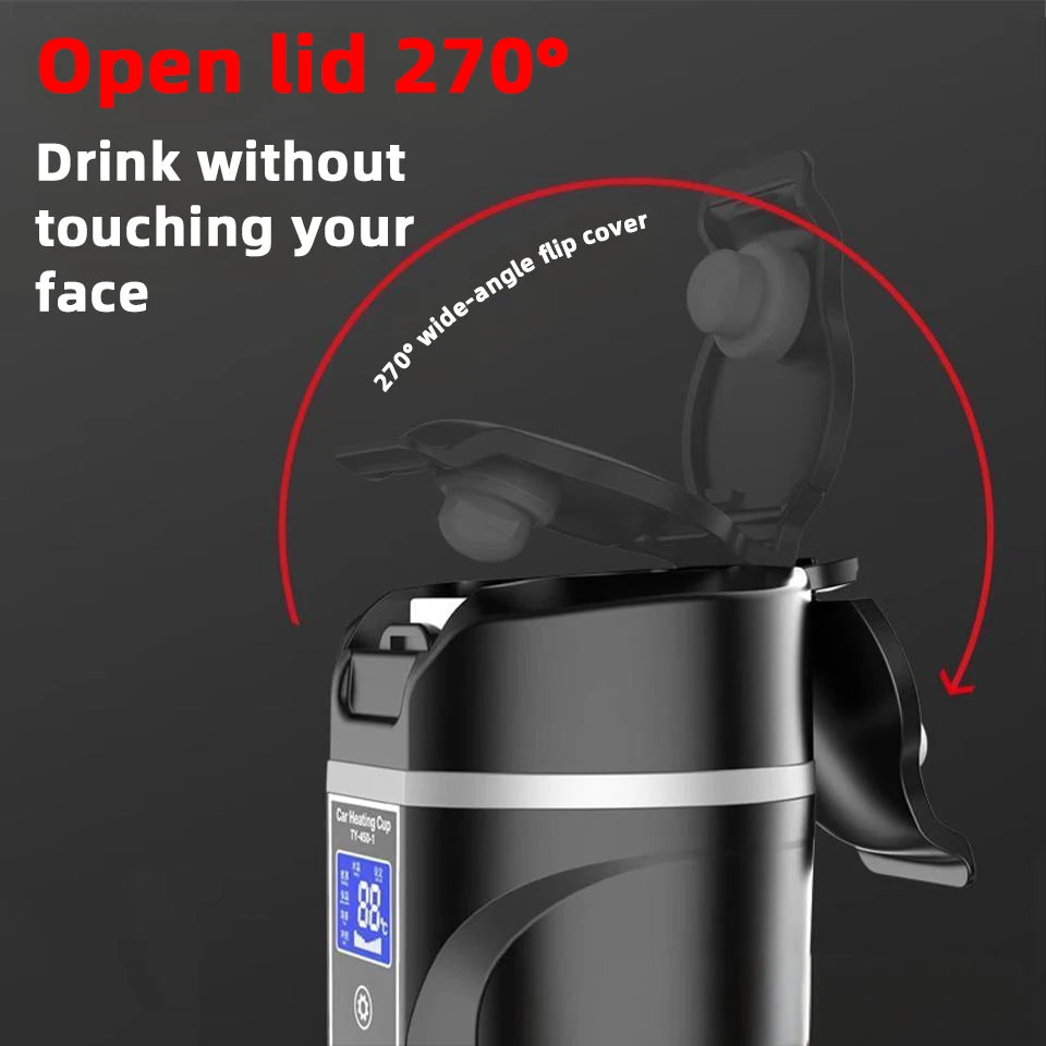 R31 450ml Car Heating Cup 12v/24v Portable Electric Kettle Smart Touch Screen Thermal Mug Temperature Adjustable Car Heating Mug