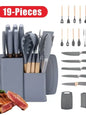 This 19-part knife set offers a variety of tools for different cooking tasks, making it a versatile choice for any kitchen.