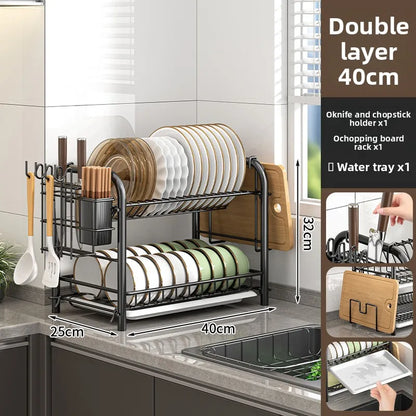 Dish Storage Rack Kitchen Shelf Dish Drain Rack Bowl Rack Cupboard Chopsticks Storage Box