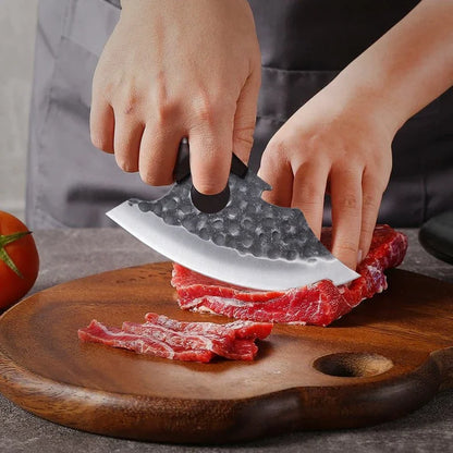 WXCOO Multifunctional Hand Forged Butcher Knife Kitchen Knife Durable Blade for BBQ Meat Cutting Boning Knife Wooden Handle