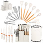 19Pcs Kitchen Utensils Set with Knife & Cutting Board, Silicone Cooking Tools with Storage Holder