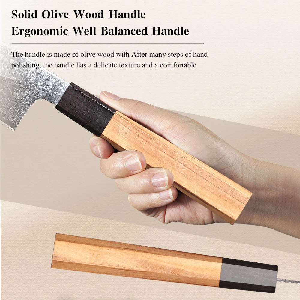 DASHWAY 1PC-7PCS Professional Kitchen Knives Set Utility Santoku Bread Japanese Handmade 67 Layer Damascus Steel Chef Knife