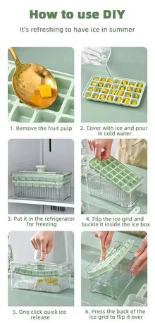 28/56 Grids Ice Cube Mold Press Ice Tray Bucket Multifunctional Ice Maker with One-touch To Release Portable Ice Box Ice Cube Tr