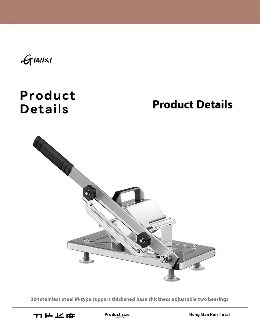 GIANXI Mutton Roll Slicer Machine Stainless Steel Meat Slicer Beef Thin Slice Frozen Meat Household Barbecue Hot Pot Cooking