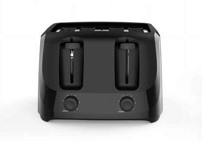 4-Slice Toaster Black with 6 Shade Settings and Removable Crumb Tray