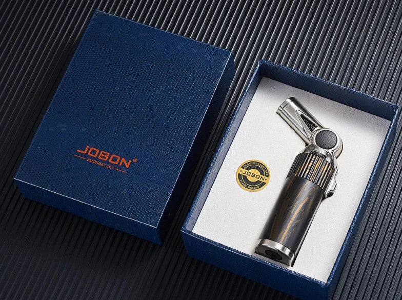 JOBON Folding High Power Spray Gun Windproof Jet Blue Flame Butane Gas Torch Lighter Safety Lock Switch Portable Cigar Lighters
