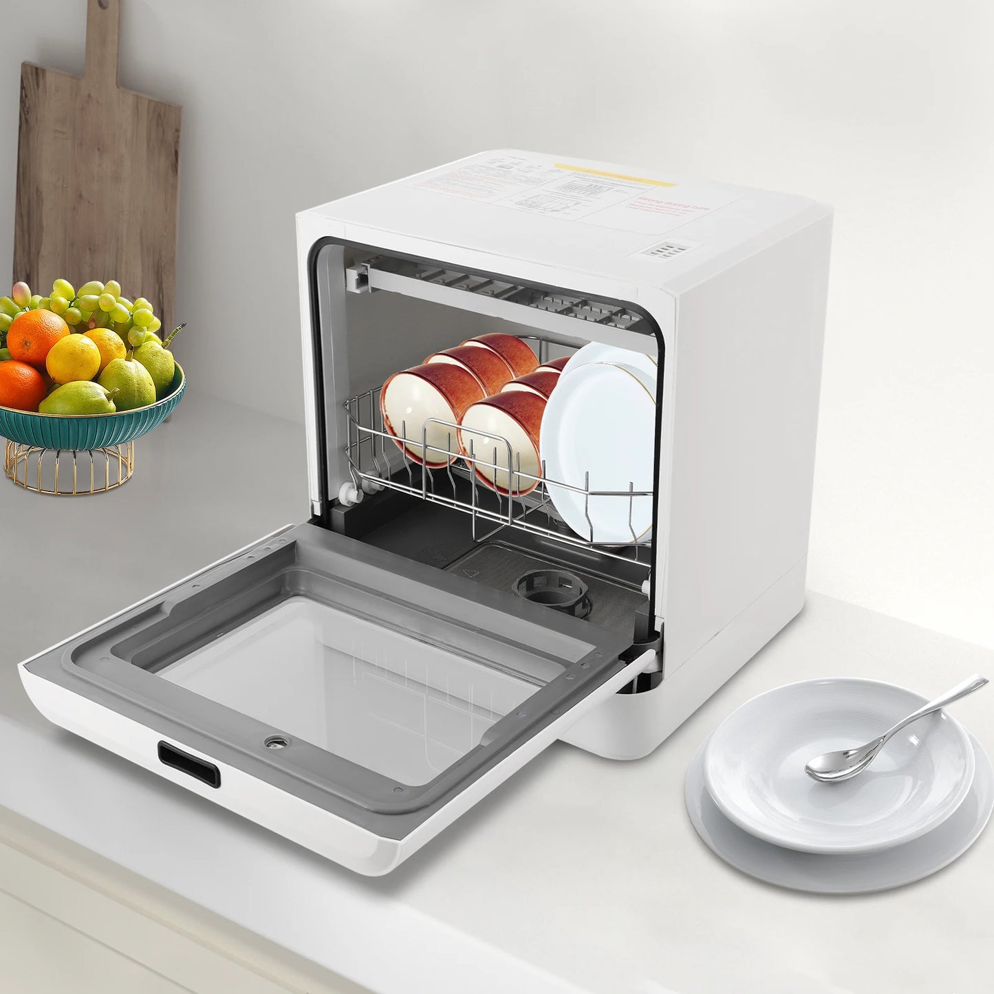 Portable Mini Countertop Dishwasher 39*43*46cm/15.35*16.92*18.11in- US Standard Household Energy-Saving Efficient with LED Display Bowl Rack Chopsticks Rack