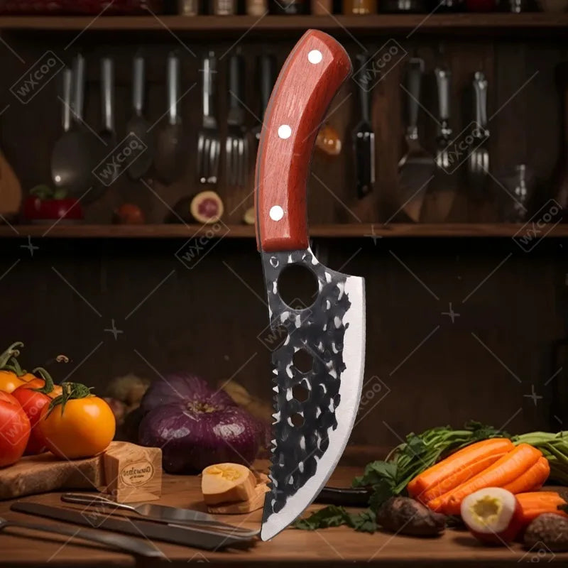 WXCOO Kitchen Knife for Cooking BBQ Lamb Beef Meat Cleaver Fruit Slicing Hand forged Butcher Knife Magnetic Knife Holder Set