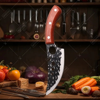 WXCOO Kitchen Knife for Cooking BBQ Lamb Beef Meat Cleaver Fruit Slicing Hand forged Butcher Knife Magnetic Knife Holder Set