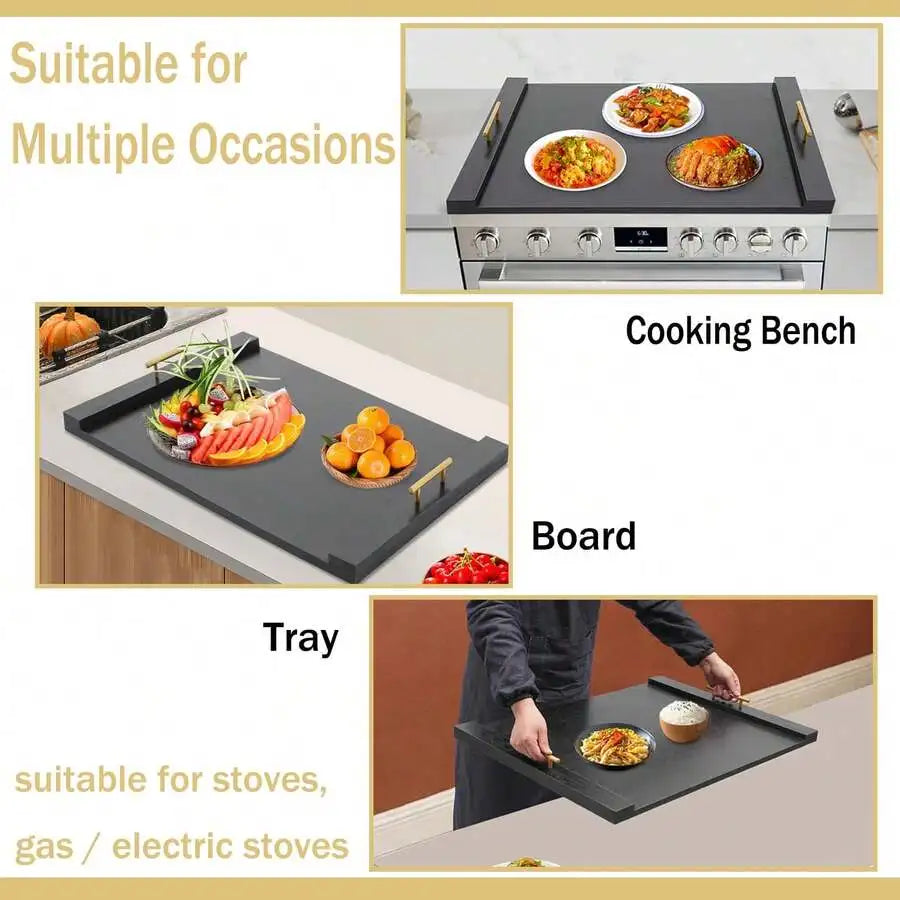 Noodle Board Stove Cover With Handles, Noodle Board Wood Stovetop Cover, RV Stove Cover, Multiple Stove Top Cover Board For Elec