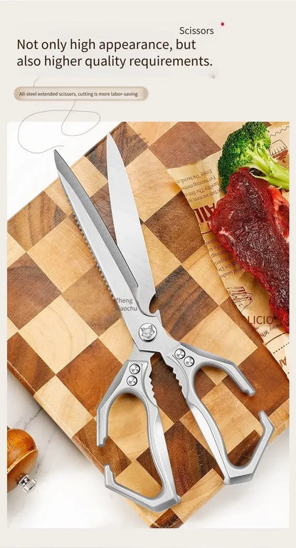 New Multifunctional Stainless Steel Poultry Bone Scissors for Home Use Extended-Length Kitchen Seamstress ScissorsGrill Scissors