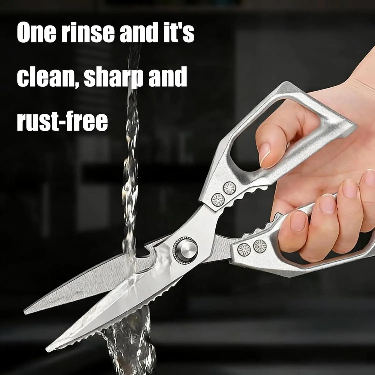 Kitchen Scissors, All Purpose，Ultra Sharp Meat Scissors，Heavy Duty Silver Cooking Scissor，Dishwash Safe Stainless Steel Kitchen Shears for Food, Chicken Bones, Turkey