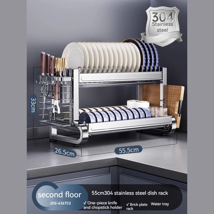 2 /3 Tier Dish Bowl Drainer Storage Rack Kitchen Dish Drying Rack with Drain Basket Countertop Dinnerware Organizer Drainboard