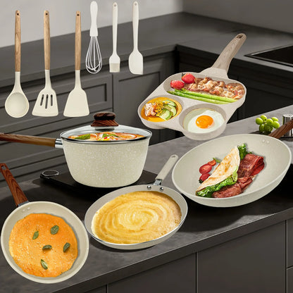 15/12/7pcs POTS And Pans Set, Non-stick Cookware Set, Induction Cookware Non-stick Cooking Set, Including Frying Pan, Pan, Steam
