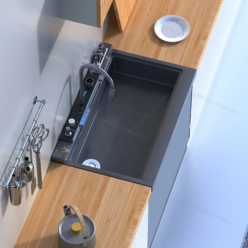Integrated Sink Dishwasher Home Embedded Dishwasher 110~220V Integrated Dishwasher 304 SUS Ultrasonic Integrated Kitchen Sink