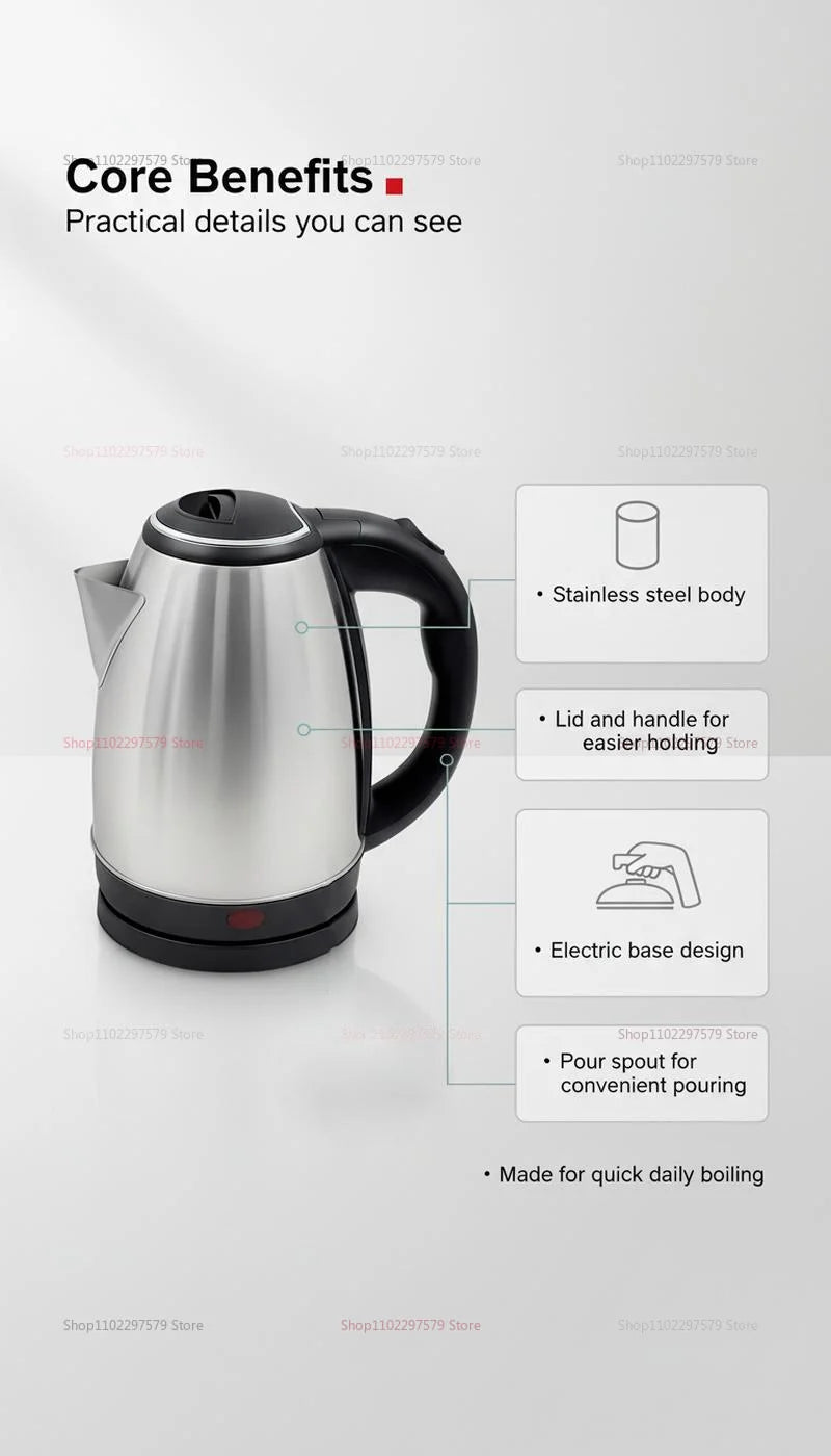 2.0L Smart Kettles Large Capacity Electric Kettle 304 Stainless Steel Durable Portable Water Boiler Pot Fast Boil Quickly Kettle