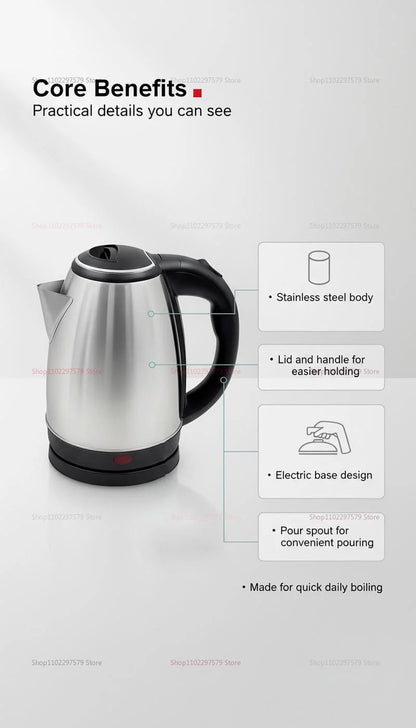 2.0L Smart Kettles Large Capacity Electric Kettle 304 Stainless Steel Durable Portable Water Boiler Pot Fast Boil Quickly Kettle