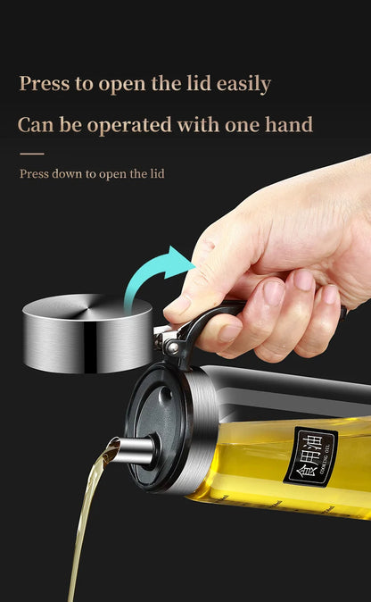 Oil bottle glass Oil pot leakproof Tank Kitchen soy sauce Bottles Vinegar Pots Seasoning Tool Set Of Household Flip Lid