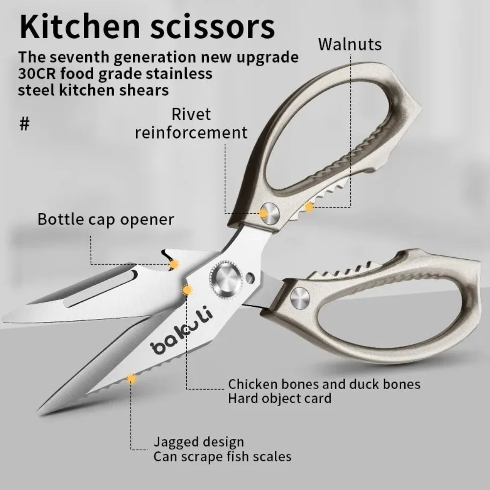 Japanese High-Carbon Steel Poultry Shears - Heavy Duty Kitchen Scissors for Chicken, Meat, Seafood & Bones