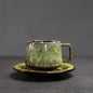 Traditional Arabic Coffee Cup and Dish Set Middle Eastern Style Kiln Transformed Coarse Ceramic Retro Handmade Mug