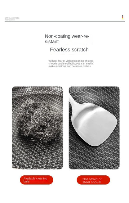 German 316L Stainless Steel Pan Honeycomb flat bottom Non-stick Skillet Frying Uncoated Induction Cooker Gas General Purpose
