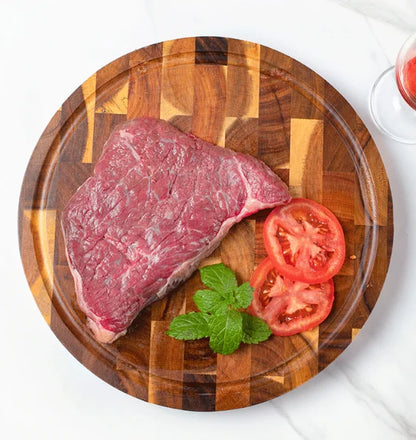 WXCOO Round Acacia Wood Resin Chopping Board Kitchen Cutting Board for Steak Snacks Fruit Board Food-Safe Cutting Board Thicken