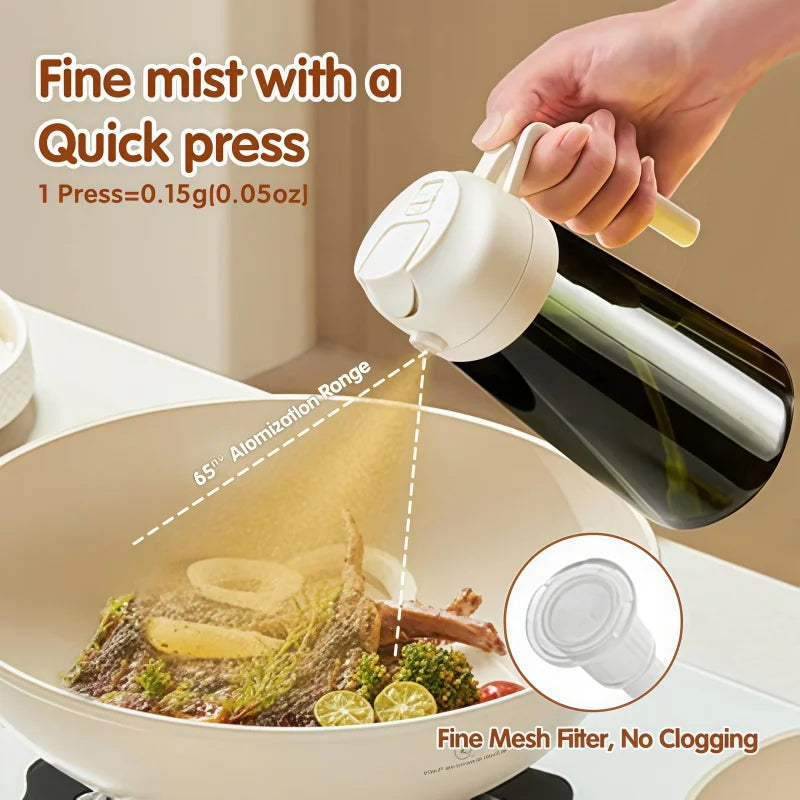 Oil Spray 470ml-2-in-1 Kitchen Oil Spray, Air Fryer, Salad, Vinegar and Kitchen Accessories Dispenser-Black