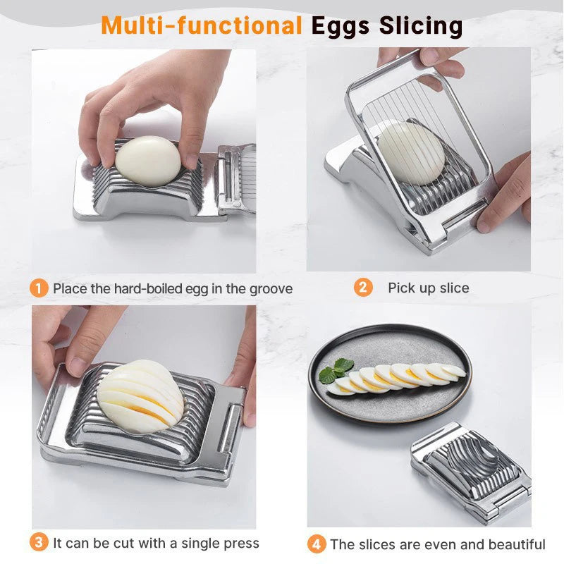 Aluminum Alloy Egg Slicer Egg Slicer Cutter for Boiled Eggs Multipurpose Slicer for Egg Ham Strawberry Banana Kitchen Gadget