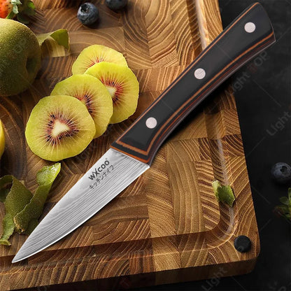 WXCOO Stainless Steel Japanese Knife 7Inch Kitchen Knife Ergonomic Wood Handle Santoku Knives for Cooking Kitchen Accessories