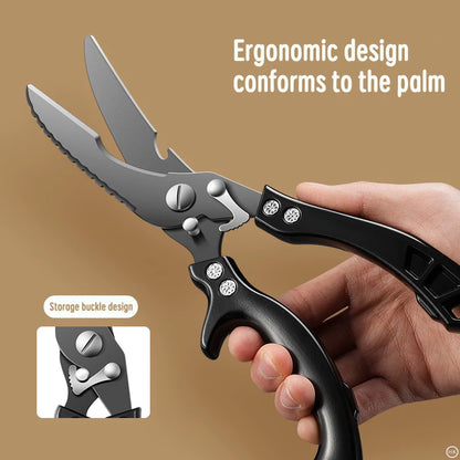 1pc Kitchen Scissors, Powerful Chicken Bone Scissors, Black Titanium Multifunctional Scissors for Bone Cutting
