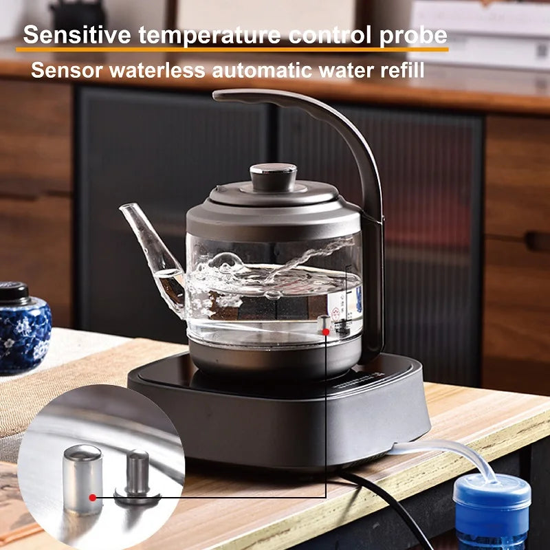1350W Electric Kettle Fully Auto Bottom Pumping Quick Boiling Kettle Tea Maker Office Glass Temperature Control Teapot 1000ml