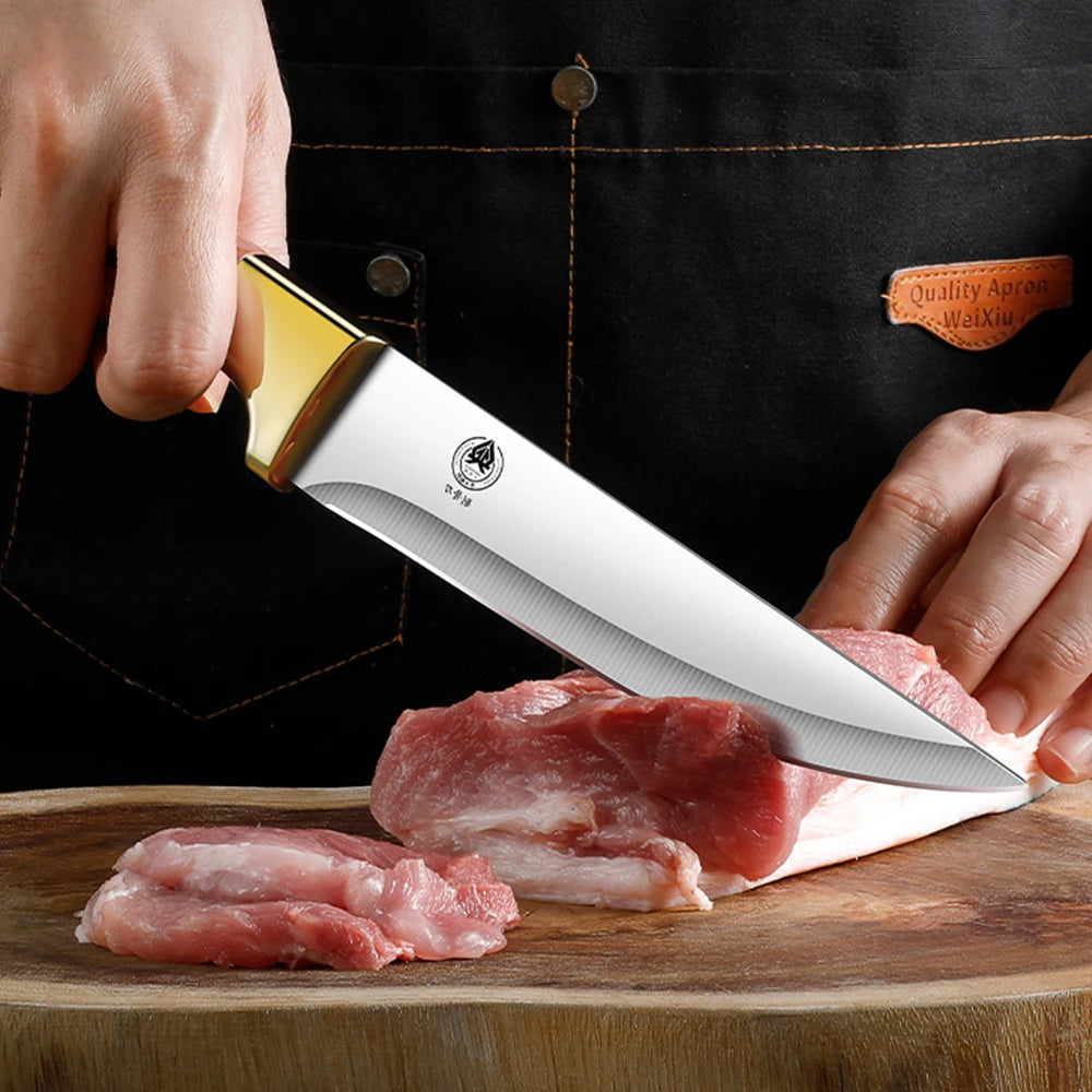 1/3 set kitchen butcher knife set, with leather sheath, stainless steel bone remover, kitchen knife for cutting meat and cooking