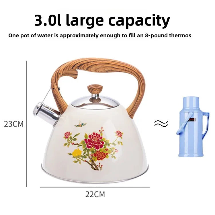 3L Color-Changing Flower Whistling Kettle, Stainless Steel Visual Alert When Water Boils, for Induction & Gas