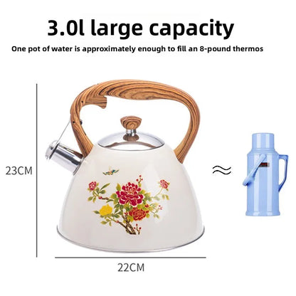 3L Color-Changing Flower Whistling Kettle, Stainless Steel Visual Alert When Water Boils, for Induction & Gas