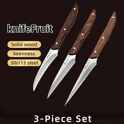 Food Carving Knife 3-piece Set Chef Carved Fruit Decorative Knife Professional Food Carving Sharp Solid Wood Handle Utility Tool