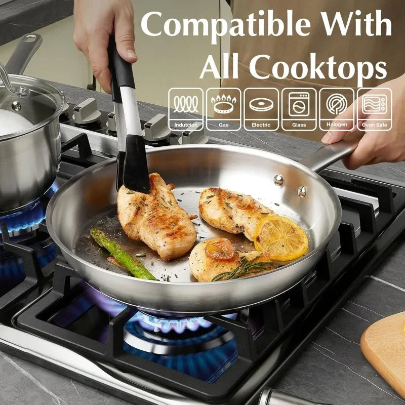 KOCH SYSTEME CS 8inch Frying Pan Stainless Steel Pan for Professional Cooking Uncoated Steak Frying pan omelette pan Induction
