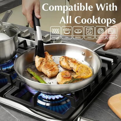 KOCH SYSTEME CS 8inch Frying Pan Stainless Steel Pan for Professional Cooking Uncoated Steak Frying pan omelette pan Induction