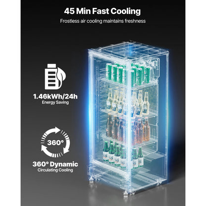 SucceBuy Commercial Merchandiser Refrigerator Glass Door Display Refrigerator Beverage Refrigerator Cooler Merchandiser