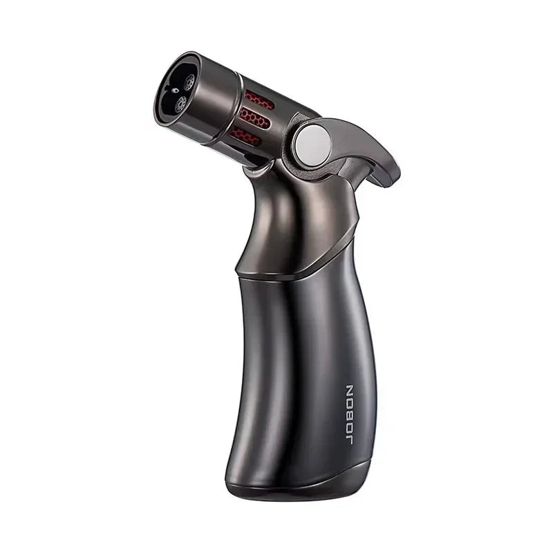 JOBON 4 Flame Jet Butane Gas Spray Gun Lighter Outdoor Windproof Metal Kitchen Baking BBQ Cigar Tool