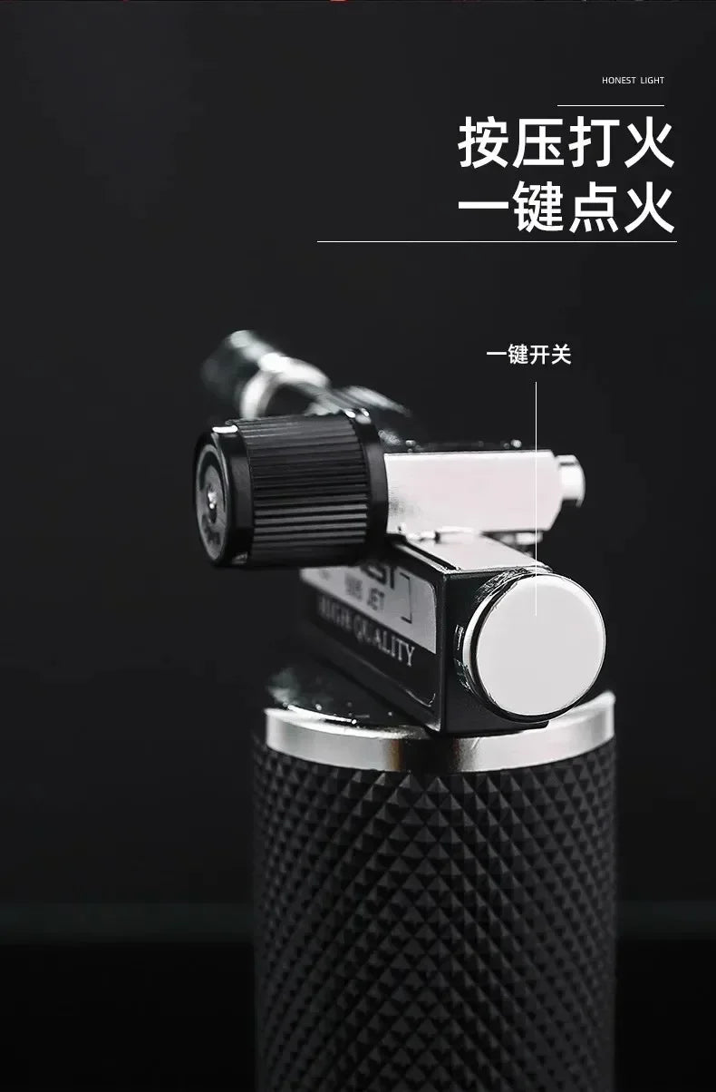 HONEST Double Flame Welding Gun Gas Torch Lighter Safety Lock Switch Jet Fire Open Fire Switching BBQ Kitchen Cigar Lighters