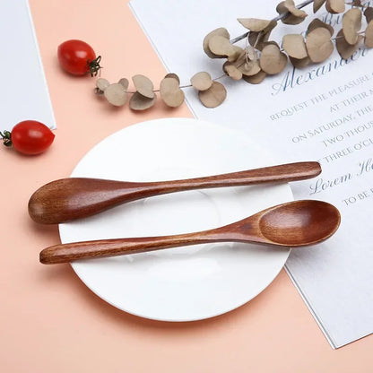 Natural Wood Spoon Bamboo Cooking Utensil Coffee Kitchen Teaspoon Tableware Accessories Spoon Teaspoons for Tea Stirring Spoons