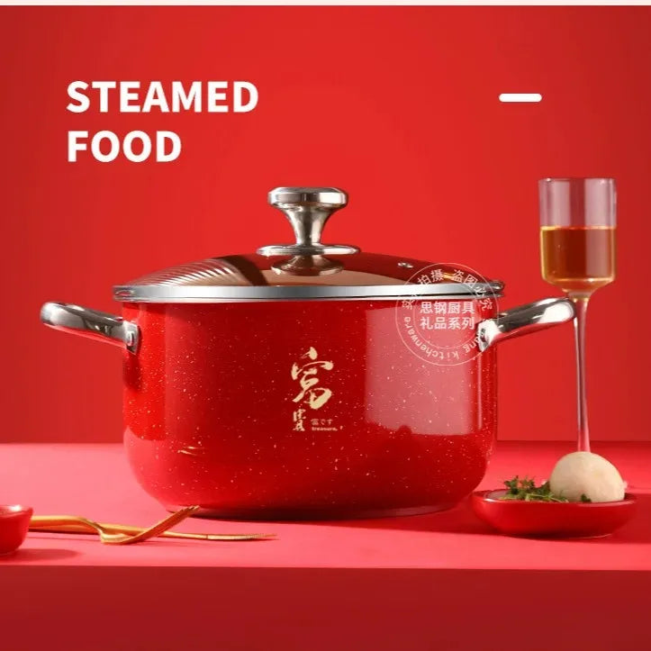 Korean single handle soup stew pot super thick polished non-magnetic bottom nonstick pan ramen pot home food cooking milk pot