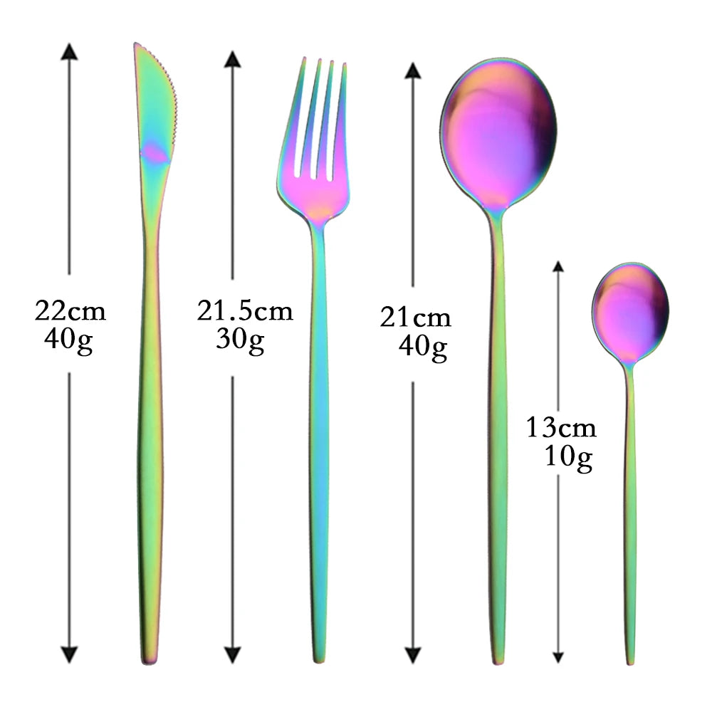 4Pcs black Gold Matte Cutlery Set Stainless Steel Dinnerware Silverware Flatware Set Home Knife Fork Spoon Picnic Tableware Set