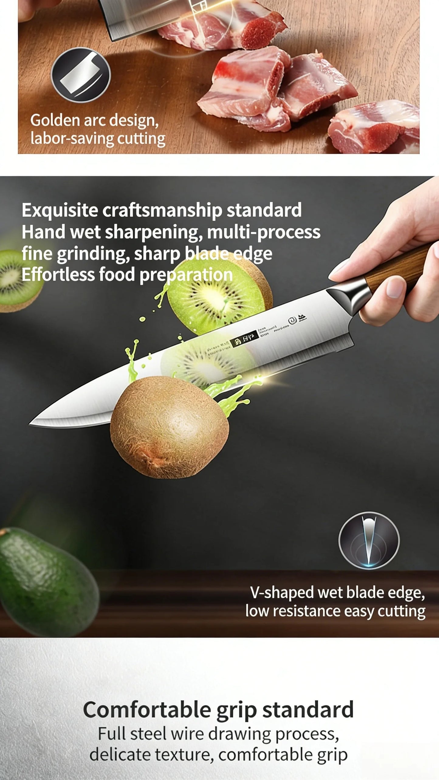 New Upgaded Complete 4-Piece Knife Set with Box - Stainless Steel Cleaver, Chef, Slicing & Paring Knives for All Kitchen Needs