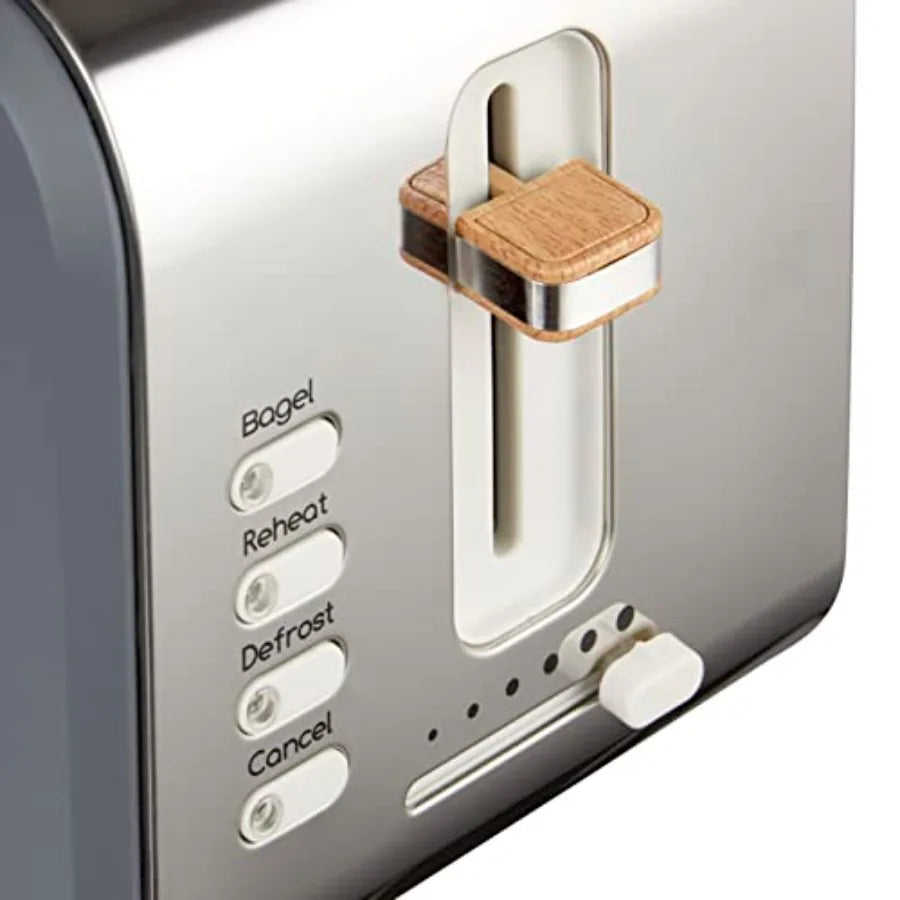 Nordic Toaster 2 Slice with Extra Wide Slots for Bagels Waffles Breads Cancel Defrost and Bagel Function 6 Brown Settings Slate