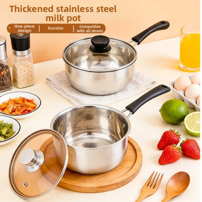 Glass Lidded Stainless Steel Saucepan with Multi Layer Base for Uniform Heating on Gas Induction Electric and Ceramic Stoves