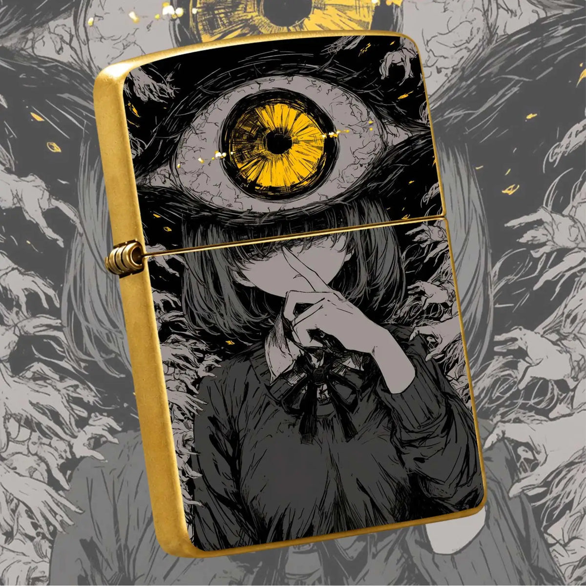 Dark Style One-Eyed Girl Art Illustration Lighter, Trendy Unique Vibe Portable Daily Essential, Distinctive Subculture Design Niche Collectible, Multi-Scene Practical Gift Choice, High Recognition Creative Portable Practical